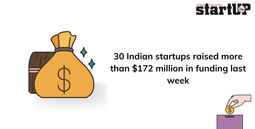 30 Indian startups raised more than $172 million in funding last week